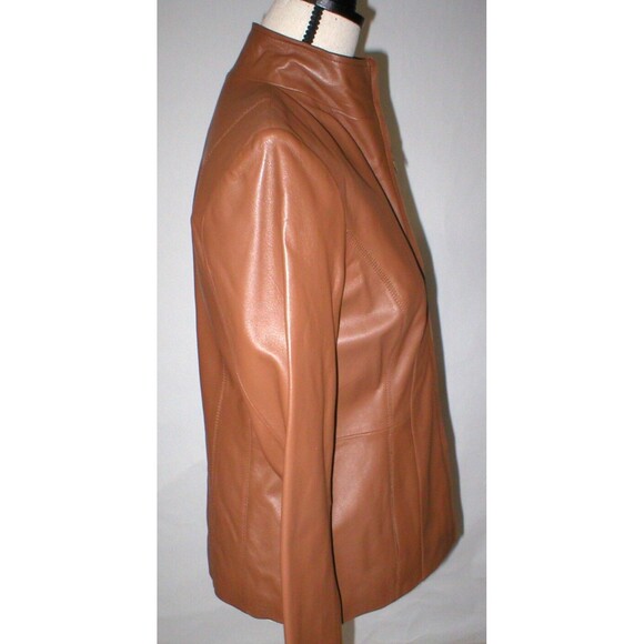New Womens S Light Brown Soft Cole Haan Leather Jacket Italian Leather Lined - Picture 5 of 12